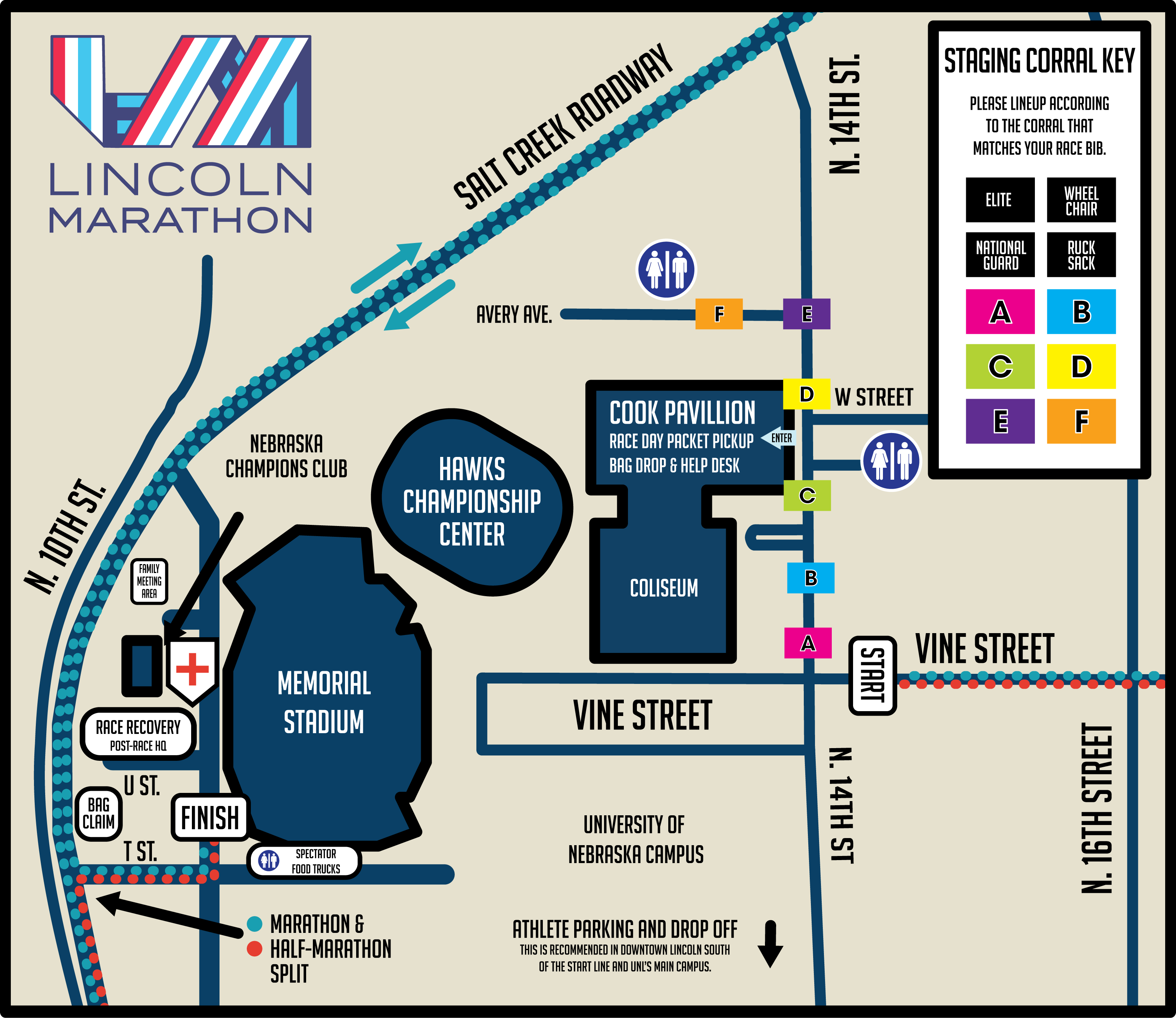 2024 Lincoln Marathon Start and Finish Map